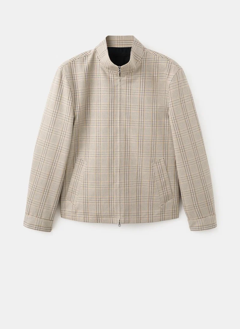 Mango Man  Prince of Wales check jacket with funnel neck for Men | Best Price UAE